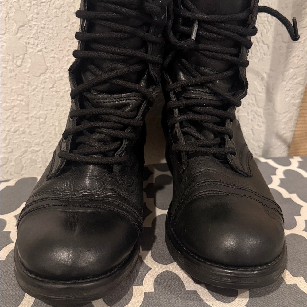 Steve Madden Black Combat Boots - Picture 2 of 8
